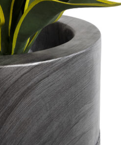 GloboStar® Artificial Garden PISA 20761 Επιδαπέδιο Πολυεστερικό Τσιμεντένιο Κασπώ Γλάστρα – Flower Pot Γκρι Ανθρακί Φ36 x Υ60cm