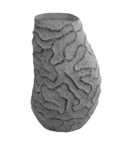 GloboStar® Artificial Garden GALICIA 20763 Επιδαπέδιο Πολυεστερικό Τσιμεντένιο Κασπώ Γλάστρα – Flower Pot Γκρι Φ52 x Υ80cm