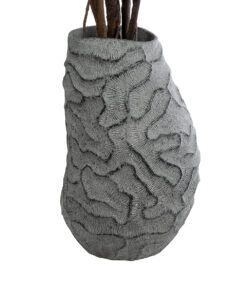 GloboStar® Artificial Garden GALICIA 20763 Επιδαπέδιο Πολυεστερικό Τσιμεντένιο Κασπώ Γλάστρα – Flower Pot Γκρι Φ52 x Υ80cm