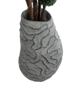 GloboStar® Artificial Garden GALICIA 20763 Επιδαπέδιο Πολυεστερικό Τσιμεντένιο Κασπώ Γλάστρα – Flower Pot Γκρι Φ52 x Υ80cm