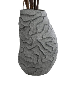 GloboStar® Artificial Garden GALICIA 20763 Επιδαπέδιο Πολυεστερικό Τσιμεντένιο Κασπώ Γλάστρα – Flower Pot Γκρι Φ52 x Υ80cm