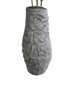 GloboStar® Artificial Garden GALICIA 20764 Επιδαπέδιο Πολυεστερικό Τσιμεντένιο Κασπώ Γλάστρα – Flower Pot Γκρι Φ50 x Υ110cm