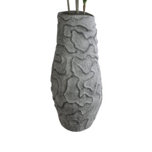 GloboStar® Artificial Garden GALICIA 20764 Επιδαπέδιο Πολυεστερικό Τσιμεντένιο Κασπώ Γλάστρα – Flower Pot Γκρι Φ50 x Υ110cm