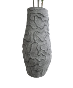 GloboStar® Artificial Garden GALICIA 20764 Επιδαπέδιο Πολυεστερικό Τσιμεντένιο Κασπώ Γλάστρα – Flower Pot Γκρι Φ50 x Υ110cm