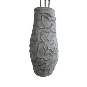 GloboStar® Artificial Garden GALICIA 20764 Επιδαπέδιο Πολυεστερικό Τσιμεντένιο Κασπώ Γλάστρα – Flower Pot Γκρι Φ50 x Υ110cm