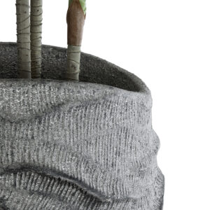 GloboStar® Artificial Garden GALICIA 20764 Επιδαπέδιο Πολυεστερικό Τσιμεντένιο Κασπώ Γλάστρα – Flower Pot Γκρι Φ50 x Υ110cm