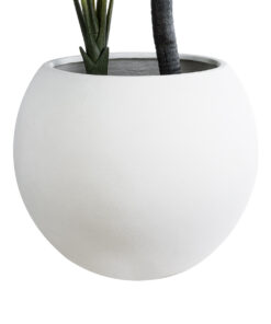 GloboStar® Artificial Garden MURANO 20766 Επιδαπέδιο Πολυεστερικό Τσιμεντένιο Κασπώ Γλάστρα – Flower Pot Λευκό Φ90 x Υ70cm