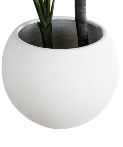 GloboStar® Artificial Garden MURANO 20766 Επιδαπέδιο Πολυεστερικό Τσιμεντένιο Κασπώ Γλάστρα – Flower Pot Λευκό Φ90 x Υ70cm