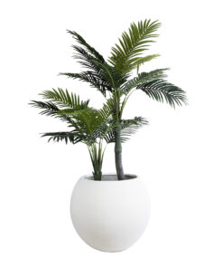 GloboStar® Artificial Garden MURANO 20766 Επιδαπέδιο Πολυεστερικό Τσιμεντένιο Κασπώ Γλάστρα – Flower Pot Λευκό Φ90 x Υ70cm