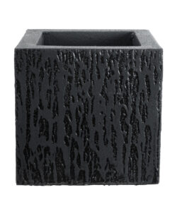 GloboStar® Artificial Garden CATALONIA 20767 Επιδαπέδιο Πολυεστερικό Τσιμεντένιο Κασπώ Γλάστρα – Flower Pot Μαύρο Μ30 x Π30 x Υ30cm
