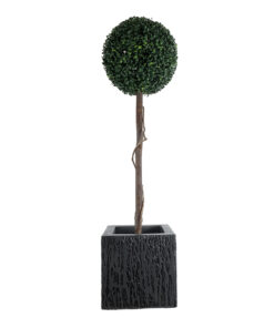 GloboStar® Artificial Garden CATALONIA 20767 Επιδαπέδιο Πολυεστερικό Τσιμεντένιο Κασπώ Γλάστρα – Flower Pot Μαύρο Μ30 x Π30 x Υ30cm