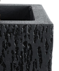 GloboStar® Artificial Garden CATALONIA 20767 Επιδαπέδιο Πολυεστερικό Τσιμεντένιο Κασπώ Γλάστρα – Flower Pot Μαύρο Μ30 x Π30 x Υ30cm