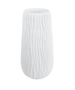 GloboStar® Artificial Garden ORIENTE 20768 Επιδαπέδιο Πολυεστερικό Τσιμεντένιο Κασπώ Γλάστρα – Flower Pot Λευκό Φ35 x Υ65cm