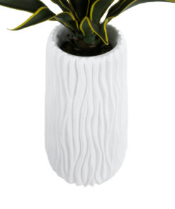 GloboStar® Artificial Garden ORIENTE 20768 Επιδαπέδιο Πολυεστερικό Τσιμεντένιο Κασπώ Γλάστρα – Flower Pot Λευκό Φ35 x Υ65cm