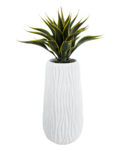 GloboStar® Artificial Garden ORIENTE 20768 Επιδαπέδιο Πολυεστερικό Τσιμεντένιο Κασπώ Γλάστρα – Flower Pot Λευκό Φ35 x Υ65cm