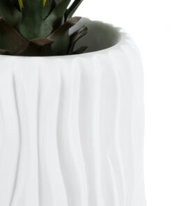 GloboStar® Artificial Garden ORIENTE 20768 Επιδαπέδιο Πολυεστερικό Τσιμεντένιο Κασπώ Γλάστρα – Flower Pot Λευκό Φ35 x Υ65cm