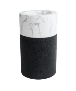 GloboStar® Artificial Garden ALMUDENA 20769 Επιδαπέδιο Πολυεστερικό Τσιμεντένιο Κασπώ Γλάστρα – Flower Pot Μαύρο με Λευκό Φ36 x Υ60cm