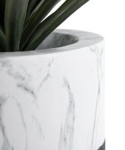 GloboStar® Artificial Garden ALMUDENA 20769 Επιδαπέδιο Πολυεστερικό Τσιμεντένιο Κασπώ Γλάστρα – Flower Pot Μαύρο με Λευκό Φ36 x Υ60cm