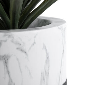 GloboStar® Artificial Garden ALMUDENA 20769 Επιδαπέδιο Πολυεστερικό Τσιμεντένιο Κασπώ Γλάστρα – Flower Pot Μαύρο με Λευκό Φ36 x Υ60cm