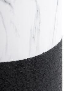 GloboStar® Artificial Garden ALMUDENA 20769 Επιδαπέδιο Πολυεστερικό Τσιμεντένιο Κασπώ Γλάστρα – Flower Pot Μαύρο με Λευκό Φ36 x Υ60cm