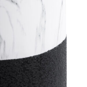 GloboStar® Artificial Garden ALMUDENA 20769 Επιδαπέδιο Πολυεστερικό Τσιμεντένιο Κασπώ Γλάστρα – Flower Pot Μαύρο με Λευκό Φ36 x Υ60cm