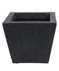 GloboStar® Artificial Garden KARRASPIO 20770 Επιδαπέδιο Πολυεστερικό Τσιμεντένιο Κασπώ Γλάστρα – Flower Pot Μαύρο Μ34 x Π34 x Υ30cm