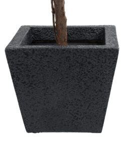 GloboStar® Artificial Garden KARRASPIO 20770 Επιδαπέδιο Πολυεστερικό Τσιμεντένιο Κασπώ Γλάστρα – Flower Pot Μαύρο Μ34 x Π34 x Υ30cm