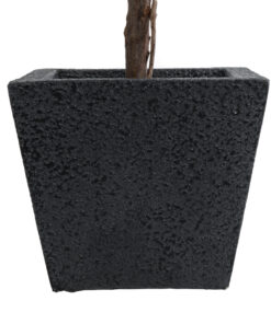 GloboStar® Artificial Garden KARRASPIO 20770 Επιδαπέδιο Πολυεστερικό Τσιμεντένιο Κασπώ Γλάστρα – Flower Pot Μαύρο Μ34 x Π34 x Υ30cm