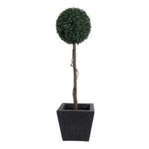 GloboStar® Artificial Garden KARRASPIO 20770 Επιδαπέδιο Πολυεστερικό Τσιμεντένιο Κασπώ Γλάστρα – Flower Pot Μαύρο Μ34 x Π34 x Υ30cm