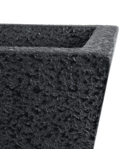GloboStar® Artificial Garden KARRASPIO 20770 Επιδαπέδιο Πολυεστερικό Τσιμεντένιο Κασπώ Γλάστρα – Flower Pot Μαύρο Μ34 x Π34 x Υ30cm