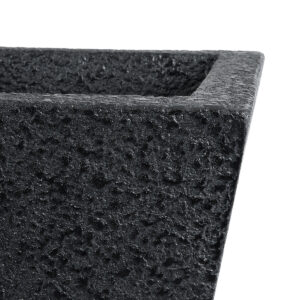 GloboStar® Artificial Garden KARRASPIO 20770 Επιδαπέδιο Πολυεστερικό Τσιμεντένιο Κασπώ Γλάστρα – Flower Pot Μαύρο Μ34 x Π34 x Υ30cm