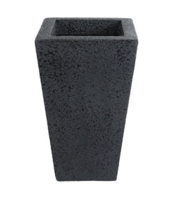 GloboStar® Artificial Garden MAYOR 20771 Επιδαπέδιο Πολυεστερικό Τσιμεντένιο Κασπώ Γλάστρα – Flower Pot Μαύρο Μ30 x Π30 x Υ50cm