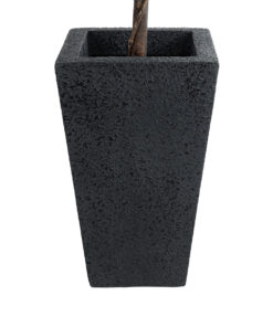 GloboStar® Artificial Garden MAYOR 20771 Επιδαπέδιο Πολυεστερικό Τσιμεντένιο Κασπώ Γλάστρα – Flower Pot Μαύρο Μ30 x Π30 x Υ50cm