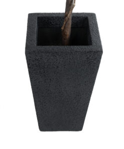 GloboStar® Artificial Garden MAYOR 20771 Επιδαπέδιο Πολυεστερικό Τσιμεντένιο Κασπώ Γλάστρα – Flower Pot Μαύρο Μ30 x Π30 x Υ50cm