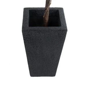 GloboStar® Artificial Garden MAYOR 20771 Επιδαπέδιο Πολυεστερικό Τσιμεντένιο Κασπώ Γλάστρα – Flower Pot Μαύρο Μ30 x Π30 x Υ50cm