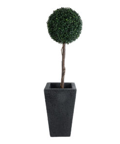 GloboStar® Artificial Garden MAYOR 20771 Επιδαπέδιο Πολυεστερικό Τσιμεντένιο Κασπώ Γλάστρα – Flower Pot Μαύρο Μ30 x Π30 x Υ50cm