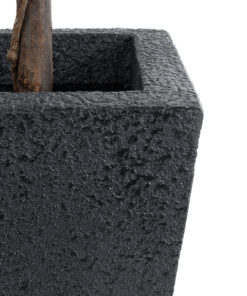 GloboStar® Artificial Garden MAYOR 20771 Επιδαπέδιο Πολυεστερικό Τσιμεντένιο Κασπώ Γλάστρα – Flower Pot Μαύρο Μ30 x Π30 x Υ50cm