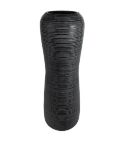 GloboStar® Artificial Garden BARRIO 20772 Επιδαπέδιο Πολυεστερικό Τσιμεντένιο Κασπώ Γλάστρα – Flower Pot Μαύρο Φ40 x Υ122cm