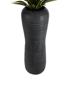 GloboStar® Artificial Garden BARRIO 20772 Επιδαπέδιο Πολυεστερικό Τσιμεντένιο Κασπώ Γλάστρα – Flower Pot Μαύρο Φ40 x Υ122cm