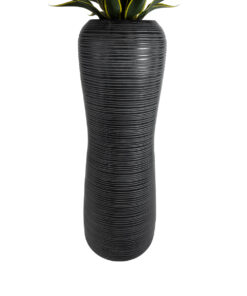 GloboStar® Artificial Garden BARRIO 20772 Επιδαπέδιο Πολυεστερικό Τσιμεντένιο Κασπώ Γλάστρα – Flower Pot Μαύρο Φ40 x Υ122cm