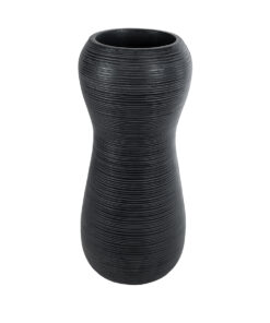 GloboStar® Artificial Garden BARRIO 20773 Επιδαπέδιο Πολυεστερικό Τσιμεντένιο Κασπώ Γλάστρα – Flower Pot Μαύρο Φ40 x Υ93cm