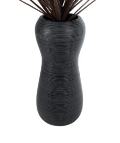 GloboStar® Artificial Garden BARRIO 20773 Επιδαπέδιο Πολυεστερικό Τσιμεντένιο Κασπώ Γλάστρα – Flower Pot Μαύρο Φ40 x Υ93cm