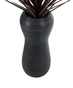 GloboStar® Artificial Garden BARRIO 20773 Επιδαπέδιο Πολυεστερικό Τσιμεντένιο Κασπώ Γλάστρα – Flower Pot Μαύρο Φ40 x Υ93cm