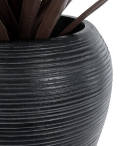 GloboStar® Artificial Garden BARRIO 20773 Επιδαπέδιο Πολυεστερικό Τσιμεντένιο Κασπώ Γλάστρα – Flower Pot Μαύρο Φ40 x Υ93cm