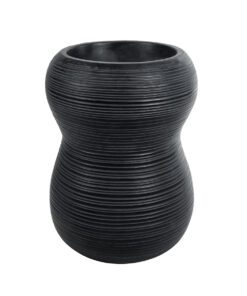 GloboStar® Artificial Garden BARRIO 20774 Επιδαπέδιο Πολυεστερικό Τσιμεντένιο Κασπώ Γλάστρα – Flower Pot Μαύρο Φ45 x Υ63cm