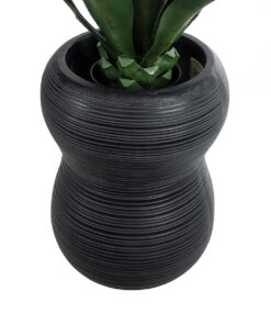 GloboStar® Artificial Garden BARRIO 20774 Επιδαπέδιο Πολυεστερικό Τσιμεντένιο Κασπώ Γλάστρα – Flower Pot Μαύρο Φ45 x Υ63cm