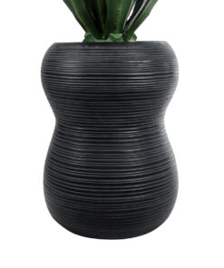 GloboStar® Artificial Garden BARRIO 20774 Επιδαπέδιο Πολυεστερικό Τσιμεντένιο Κασπώ Γλάστρα – Flower Pot Μαύρο Φ45 x Υ63cm