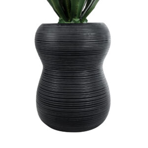 GloboStar® Artificial Garden BARRIO 20774 Επιδαπέδιο Πολυεστερικό Τσιμεντένιο Κασπώ Γλάστρα – Flower Pot Μαύρο Φ45 x Υ63cm