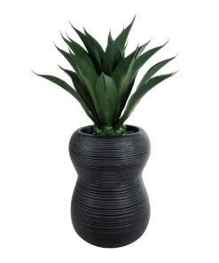 GloboStar® Artificial Garden BARRIO 20774 Επιδαπέδιο Πολυεστερικό Τσιμεντένιο Κασπώ Γλάστρα – Flower Pot Μαύρο Φ45 x Υ63cm