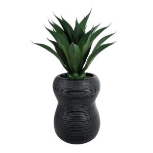 GloboStar® Artificial Garden BARRIO 20774 Επιδαπέδιο Πολυεστερικό Τσιμεντένιο Κασπώ Γλάστρα – Flower Pot Μαύρο Φ45 x Υ63cm